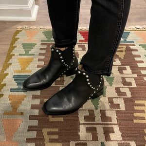 Zara Black Leather Studded Boots